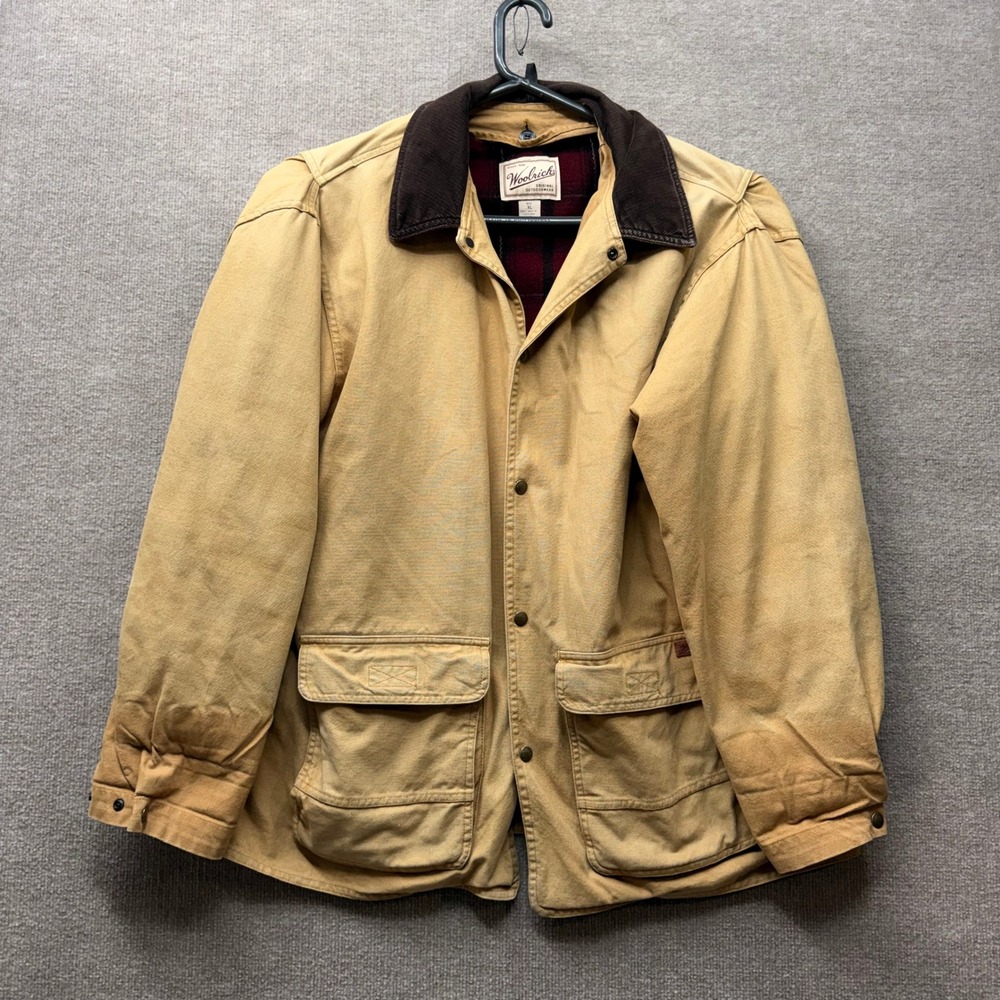 Vintage Woolrich Mens XL Tan Canvas Barn Jacket Removable Blanket Lined Coat
